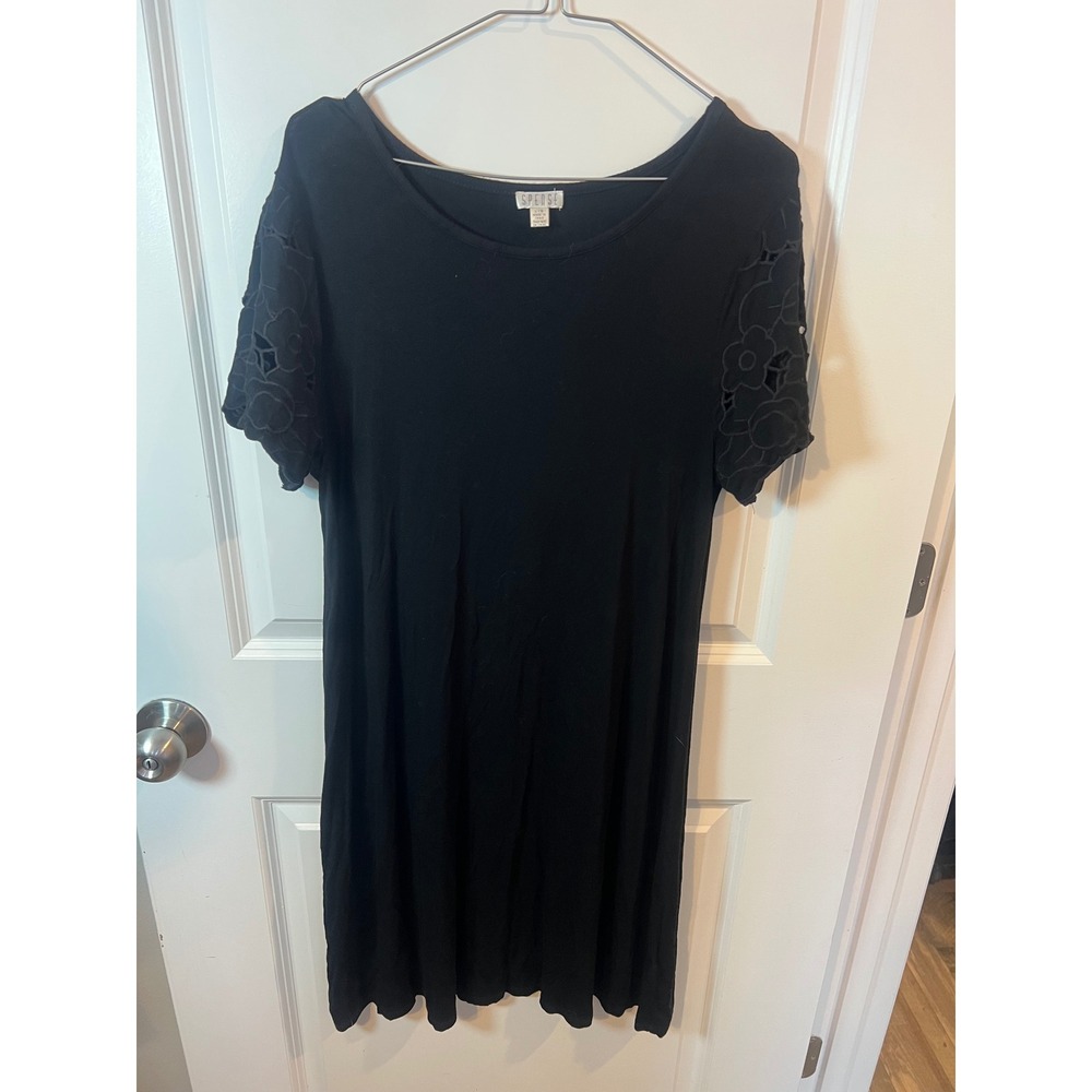 Spense Womens Dress Eyelet Sleeve Black L